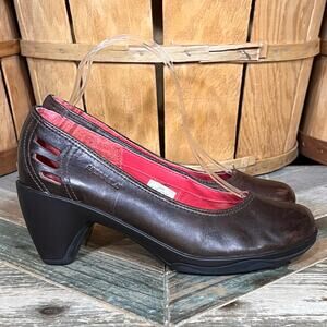 Merrell Evera Brown Leather 2.75" Heel Cycling Comfort Slip-On Pumps Womens 7